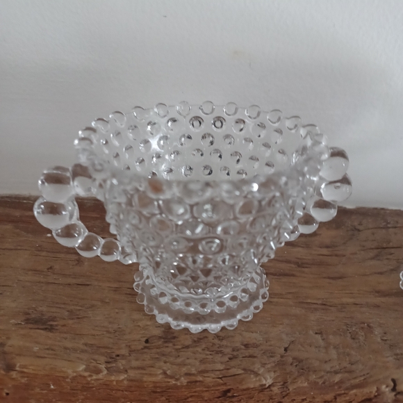 Vintage Duncan and Miller Hobnail clear sugar and Creamer Set - Picture 2 of 6